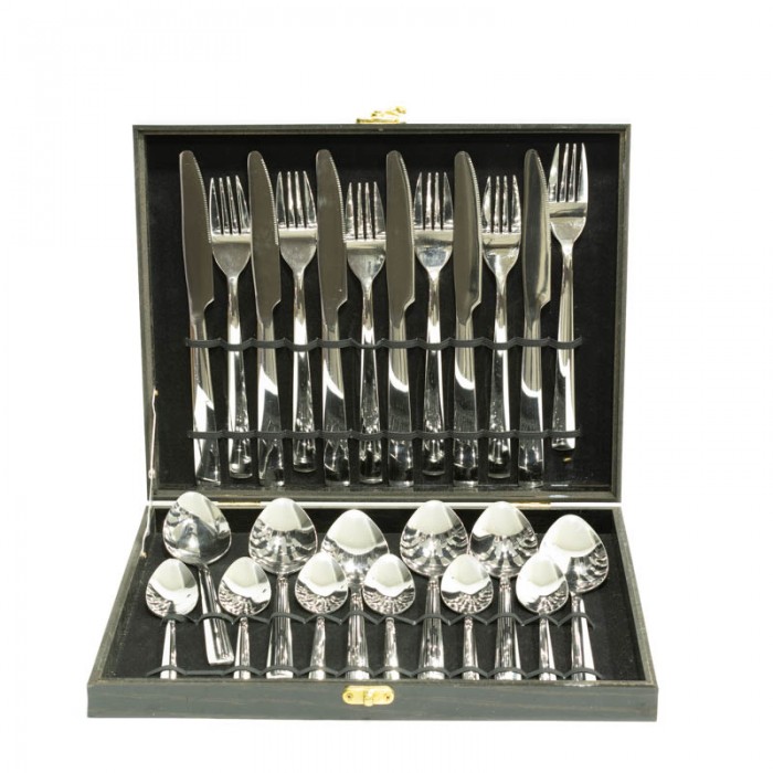 Cubierto x 24 Pcs Acero Valija Madera