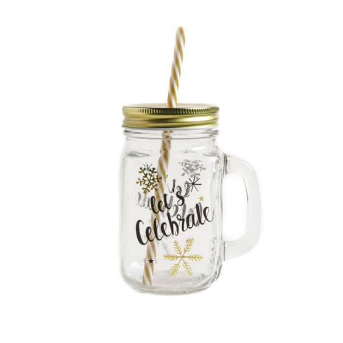 Vaso Vidrio Con Sorbete Y Tapa 0126868