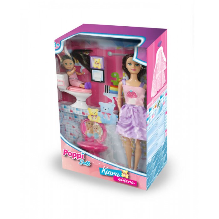 Muñeca Kiara Niñera Con Nena Poppi Doll