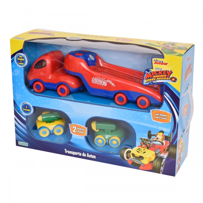 Camión Transportador + 2 Autos Mickey Sobre Ruedas Ditoys 2021