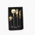 Cubiertos Dorados Set X24 Piezas Acero Inoxidable Con Mango Negro