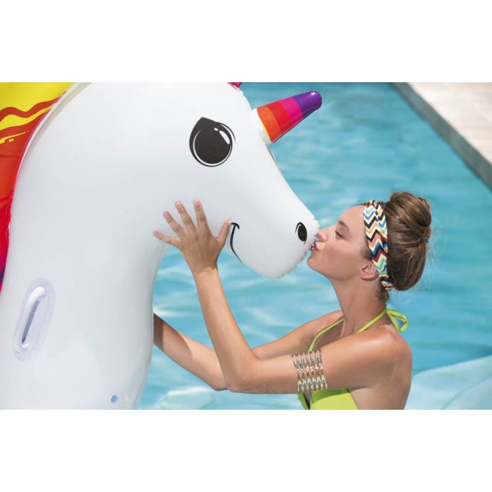 Unicornio Inflable Kawaii Pelo Multicolor Grande 224X164cm Bestway 41113