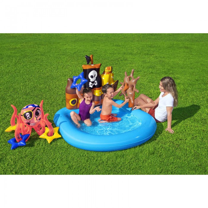 Centro de Actividades Pileta Inflable Barco Pirata 1.40 x 1.30 x 1.04 cm 52211 Bestway Caja