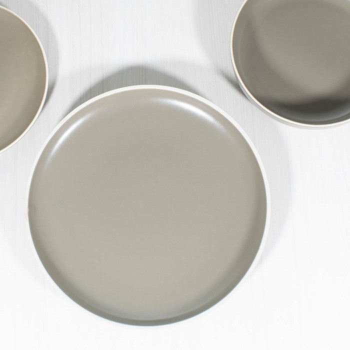 Plato De Postre Cerámica 20cm Gris 742