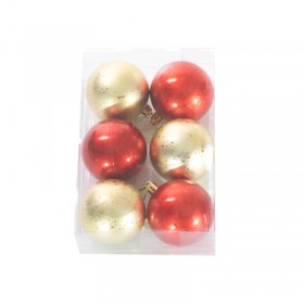 Navidad Bola x 6pcs 6cm Doradas y Rojas Estuche