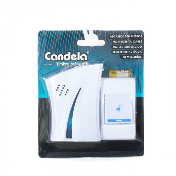 Timbre Inalámbrico Pila 38 Melodías Luz Led Candela