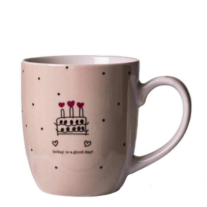 Jarro Mug Porcelana Frase Rosa 360cc