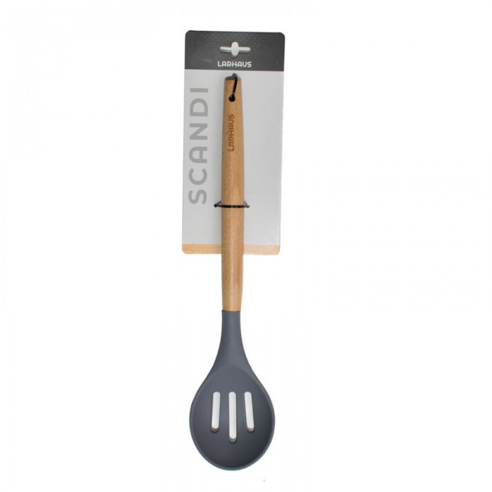 Cuchara Acanalada Silicona Mango Madera Scandi Larhaus