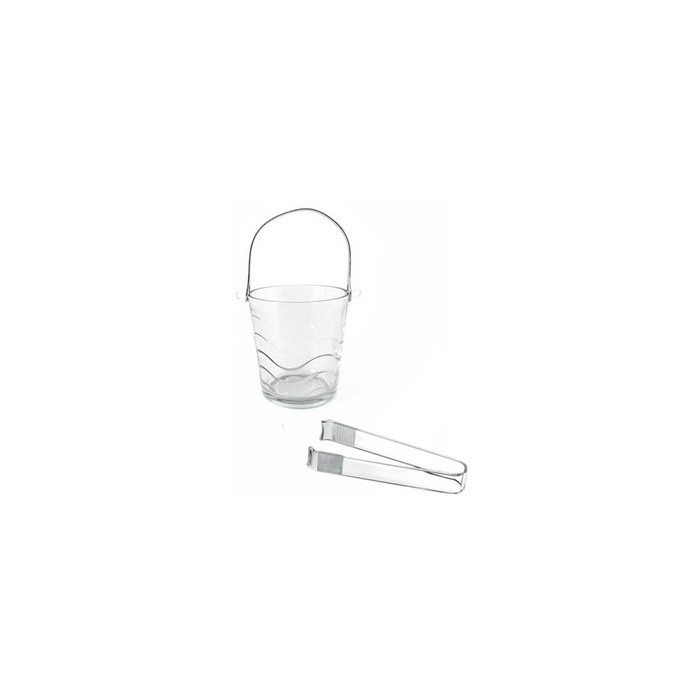 Balde Hielo vidrio 12x13 cm Con Pinza Acrilica