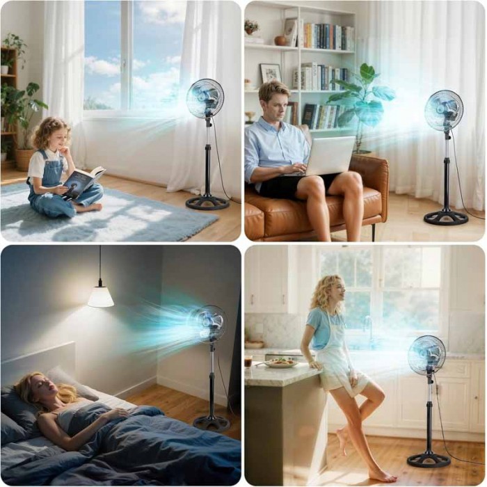 Ventilador Pie Bajo 10" 2 En 1 Paleta Metal