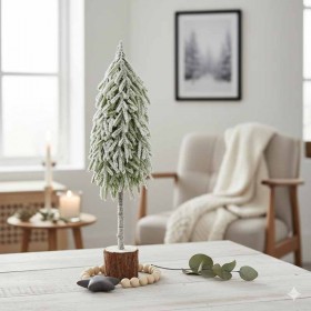 Navidad Árbol Nevado 55cm Con Base Tronco