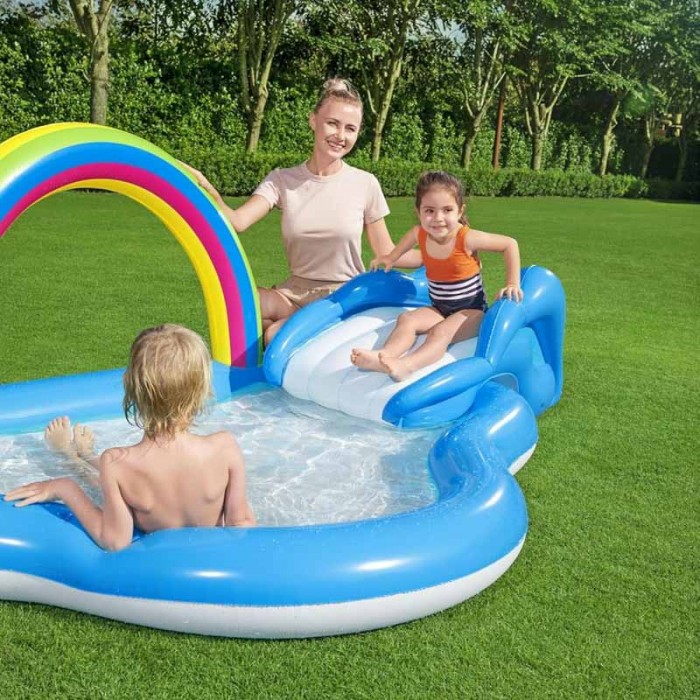 Centro Actividades Pileta Inflable Arco iris Con Tobogan