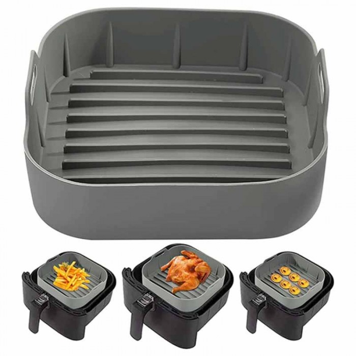 Molde Cuadrado Silicona Air Fryer Con Asa 17x17cm