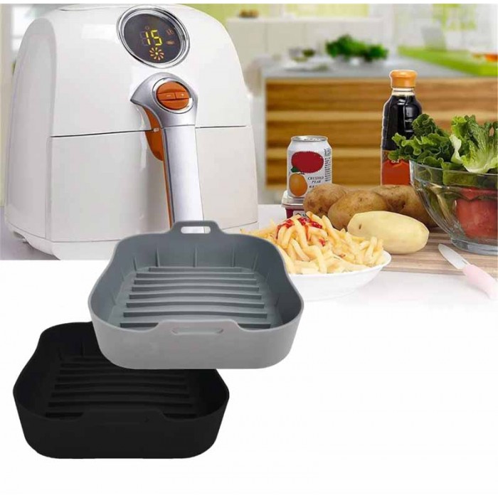 Molde Cuadrado Silicona Air Fryer Con Asa 17x17cm