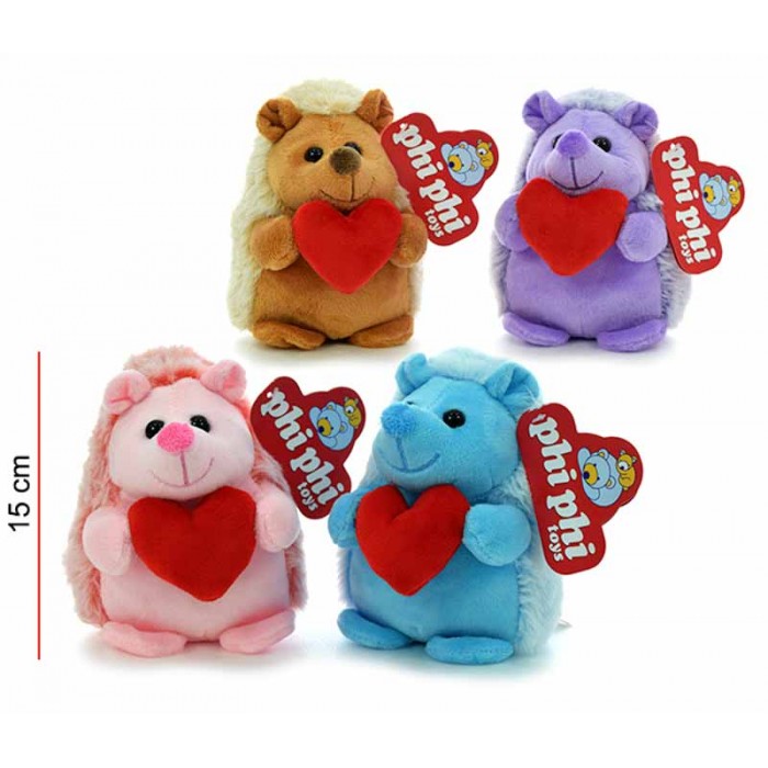 Peluche Animal Puercoespin 15cm Con Corazon