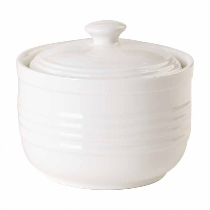 Azucarera Ceramica Blanca Redonda Con Tapa