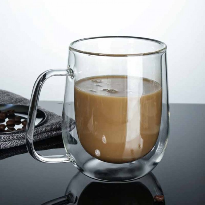 Taza Doble Vidrio 250ml Con Asa