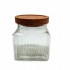 Frasco Vidrio Rayado Tapa Madera