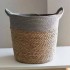 Canasto X3pcs Asa Combinado Gris Algodon Fibra Natural