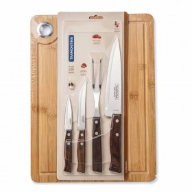 Set Tabla Bambu 38x28 Cm +4 Piezas Tradicional Tramontina