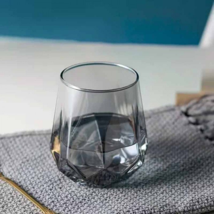 Vaso Vidrio X6 Gris Octogonal 330ml