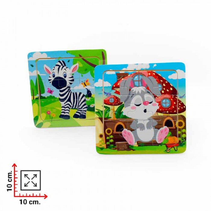Puzzle Madera Animal 9pcs 9.5x9.5cm