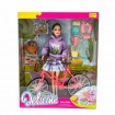 Muñeca Articulada + Bicicleta Retro Con Accesorios