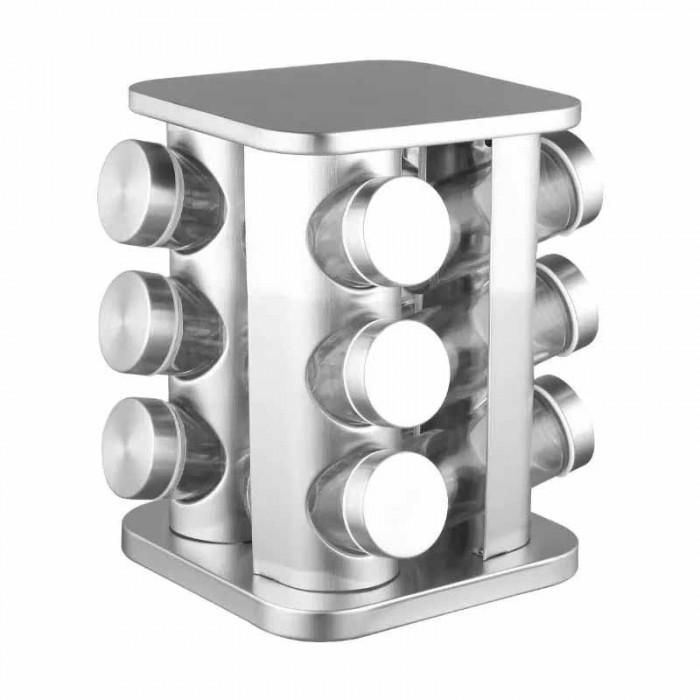 Especiero Giratorio Cuadrado Acero X12pcs